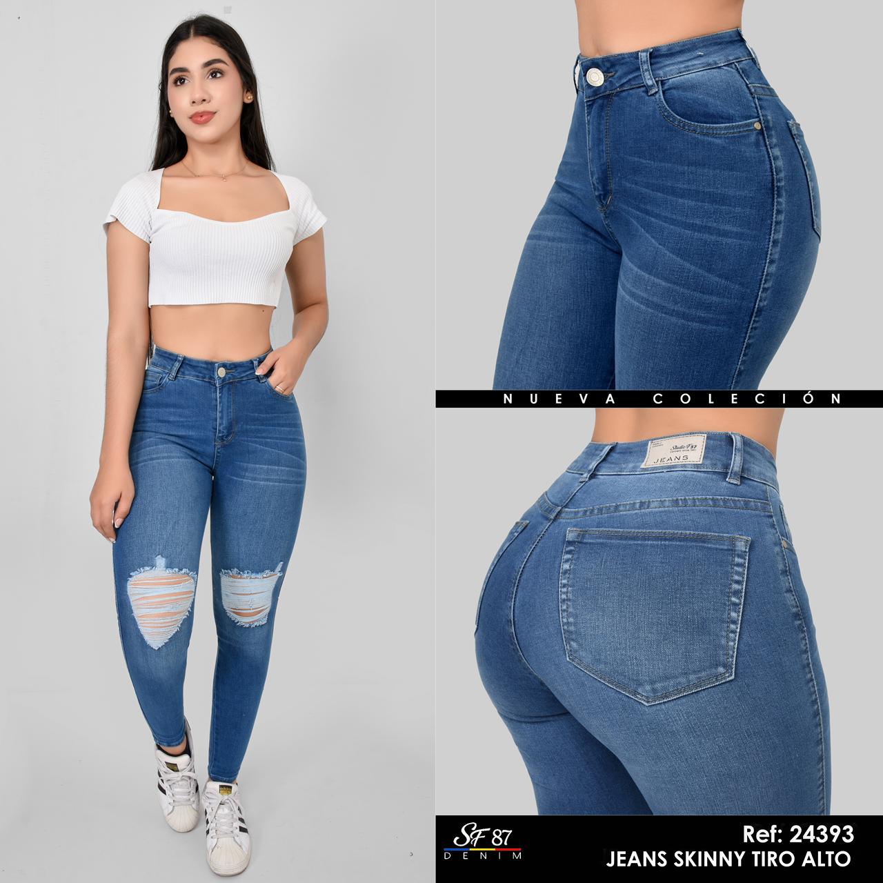 jeans skinny tiro alto ref:24393